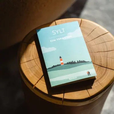 Doppelzimmer auf Sylt Buch auf einem Baumstumpf